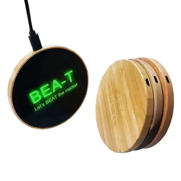 Light Up Bamboo Wireless Charger