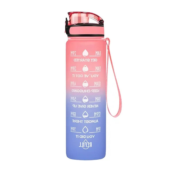 32oz Motivational Sports Water Bottle with Time Marker