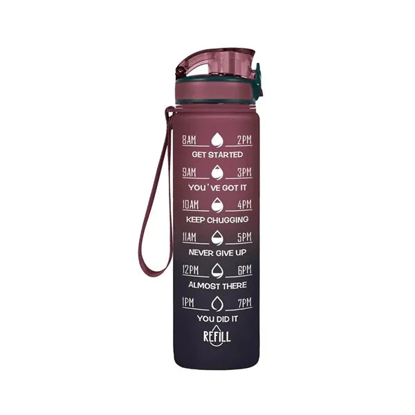 32oz Motivational Sports Water Bottle with Time Marker