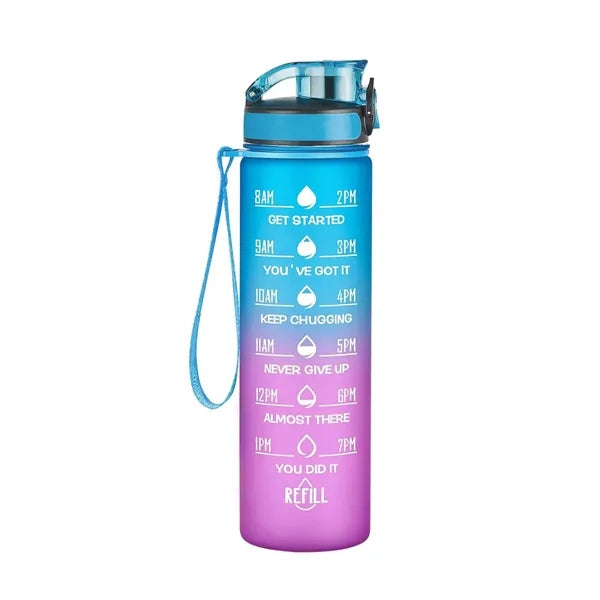 32oz Motivational Sports Water Bottle with Time Marker