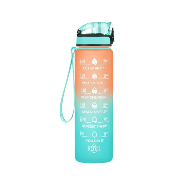 32oz Motivational Sports Water Bottle with Time Marker