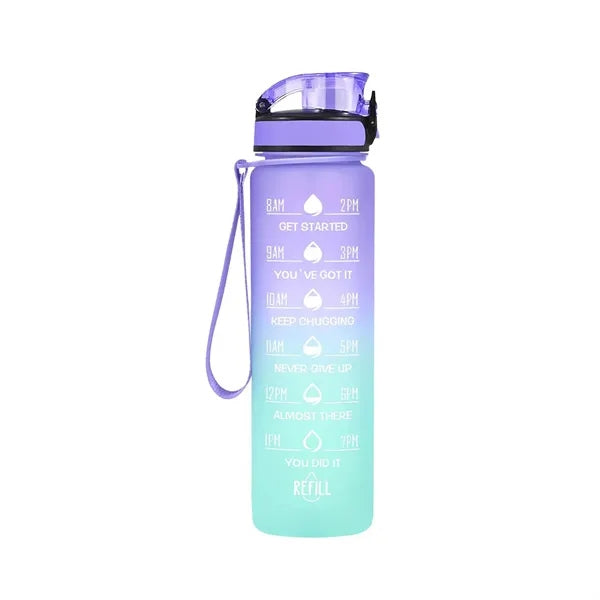 32oz Motivational Sports Water Bottle with Time Marker