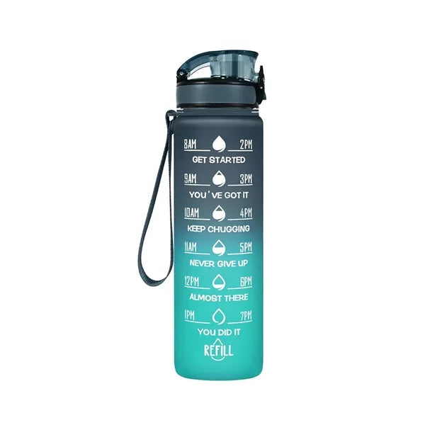 32oz Motivational Sports Water Bottle with Time Marker