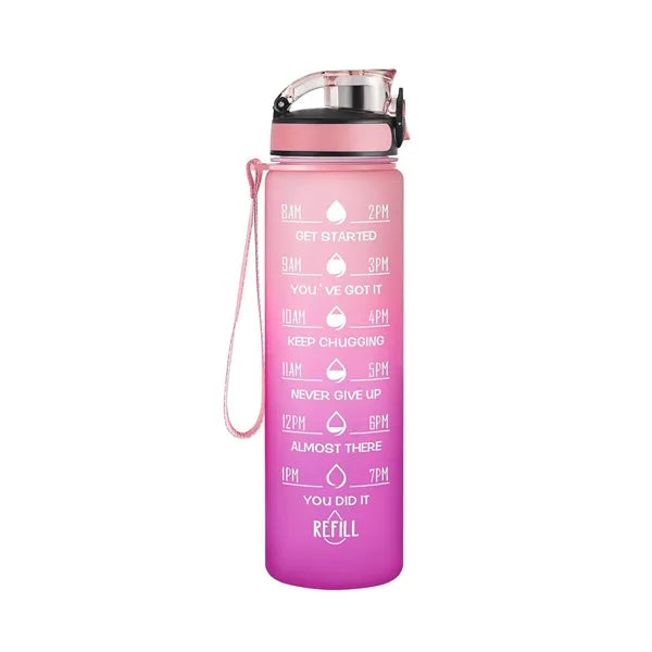 32oz Motivational Sports Water Bottle with Time Marker