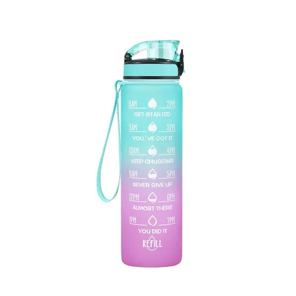 32oz Motivational Sports Water Bottle with Time Marker