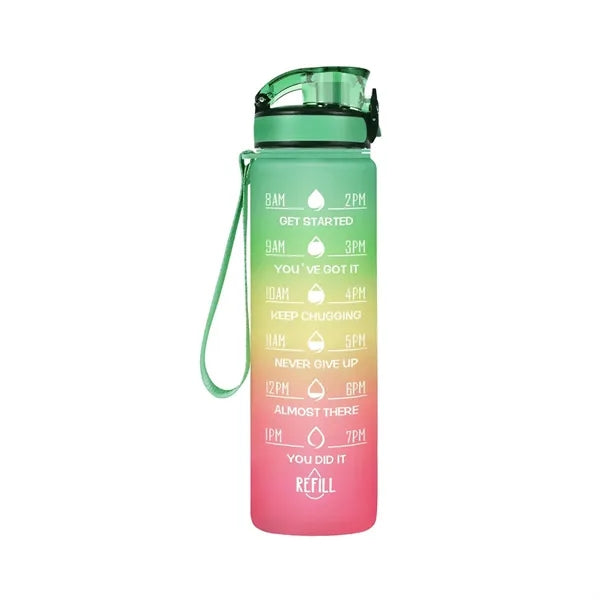 32oz Motivational Sports Water Bottle with Time Marker