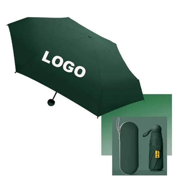 Mini Oxford Cloth 5-Folding Capsule Umbrella w/Carrying Case