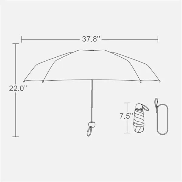 Mini Oxford Cloth 5-Folding Capsule Umbrella w/Carrying Case