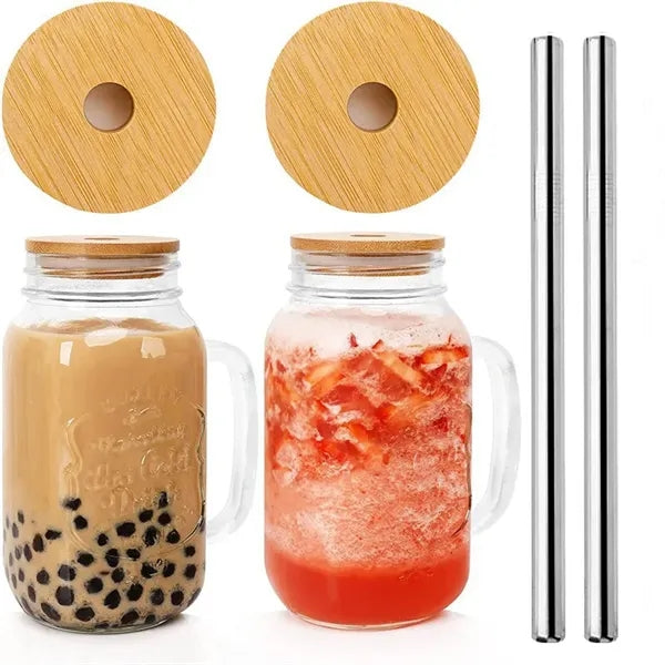 24 Oz. Regular Mouth Mason Jars With Stainless Steel Straw