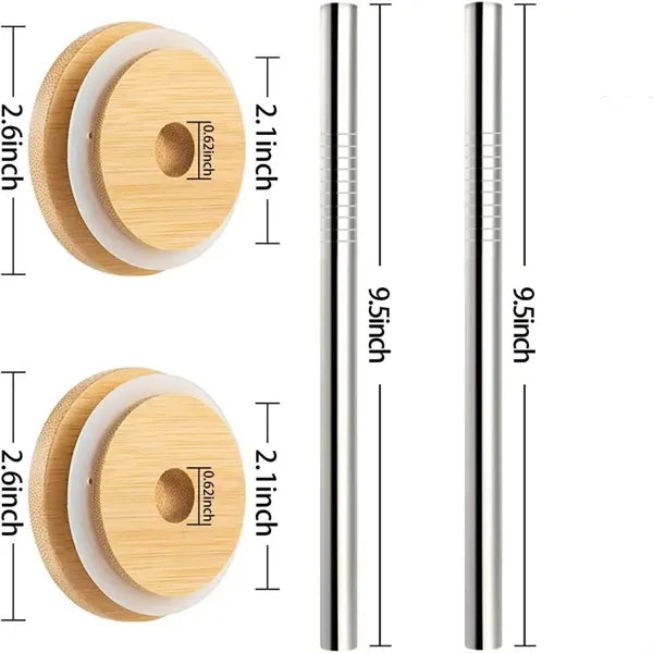 24 Oz. Regular Mouth Mason Jars With Stainless Steel Straw