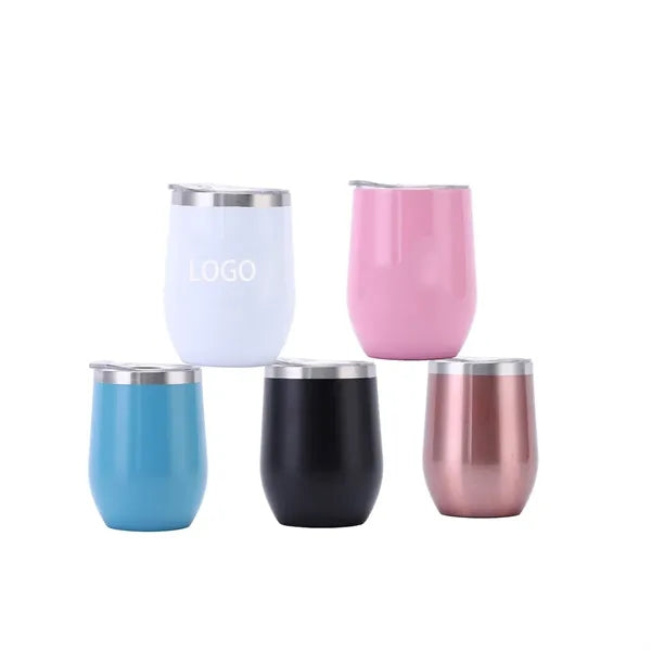 12OZ Three-Layer Stainless Steel Egg Shell Cup with Lid