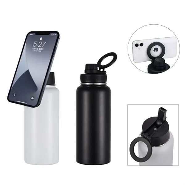 32oz Vacuum Magsafe Water Bottle w/ Magnetic Phone Holder