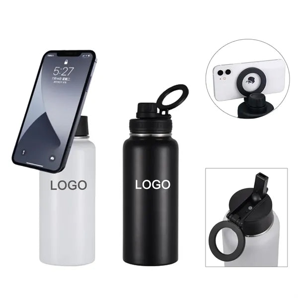 32oz Vacuum Magsafe Water Bottle w/ Magnetic Phone Holder