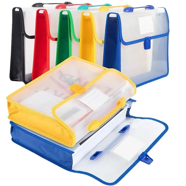 CLear Tote File Folder Bag Briefcase Expanding Document Box