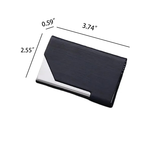 Business Card Holder Case Leather Metal Pocket Magnetic Shut