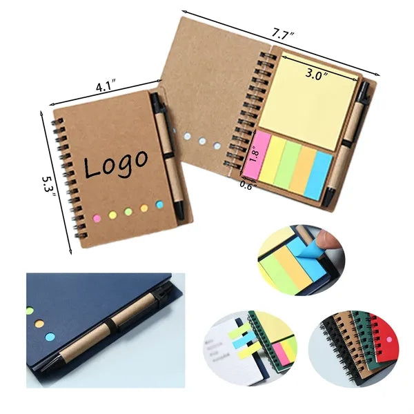 Spiral Notebook with Pen & Sticky Flags