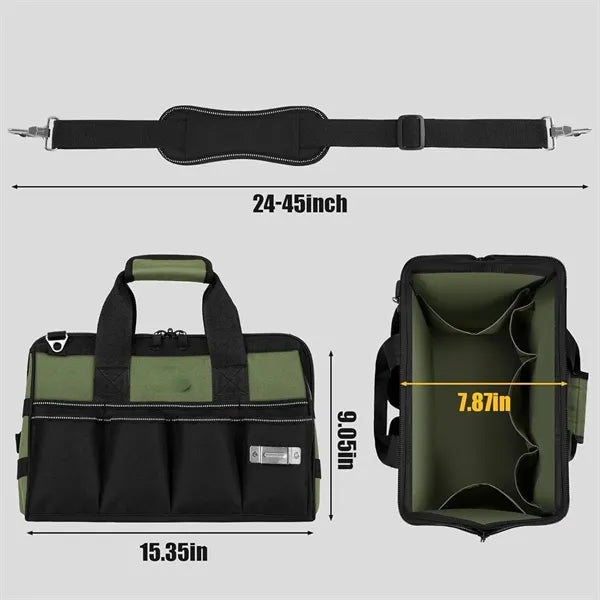 Heavy Duty Tool Bag 15 Inch 16 Pocket Portable Box Storage