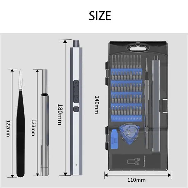 Rechargeable Electric Mini Screwdriver Pen Set With 62 Bits