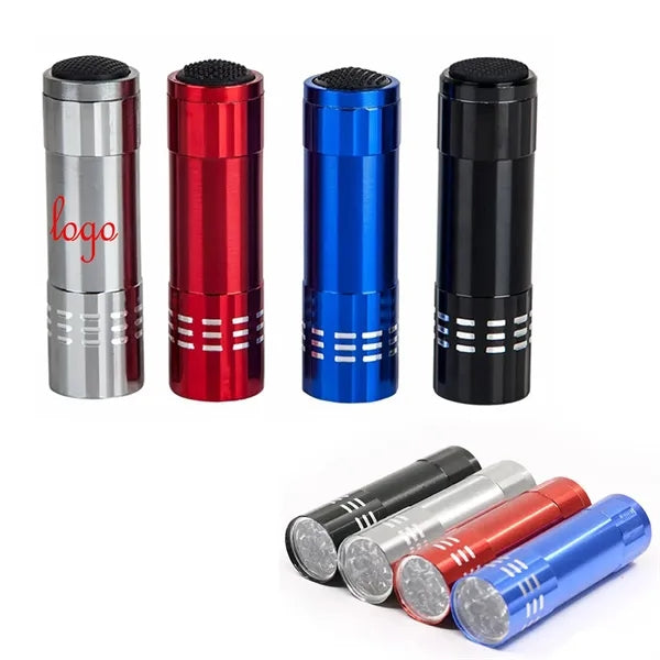 9 Led Mini Aluminum Flashlight Bulk With Lanyard
