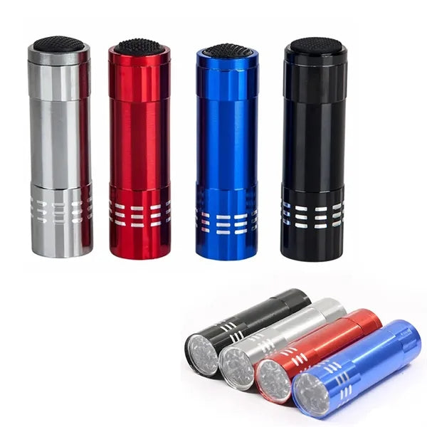 9 Led Mini Aluminum Flashlight Bulk With Lanyard