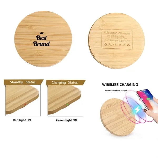 Phone Wireless Charger Bamboo Wood 15W