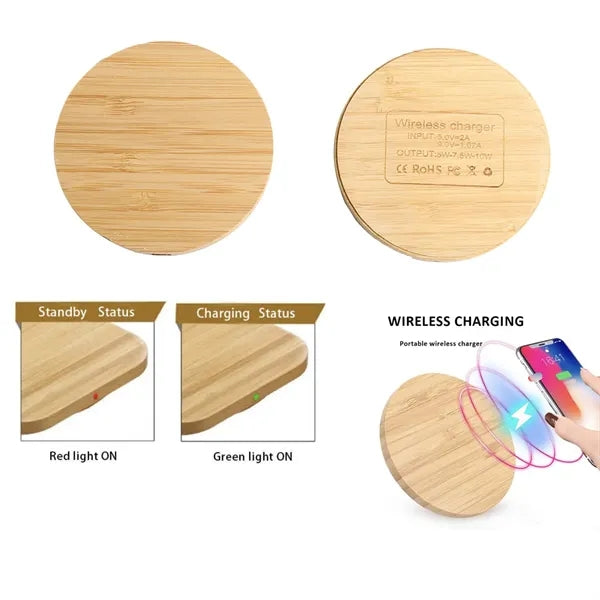 Phone Wireless Charger Bamboo Wood 15W