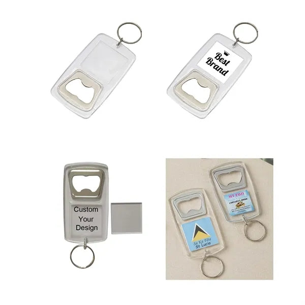 Blank Photo Insert Keychain With Bottle Opener