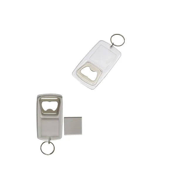 Blank Photo Insert Keychain With Bottle Opener