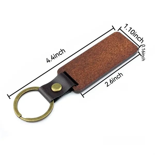 Customize Wooden Keychain With Leather Loop