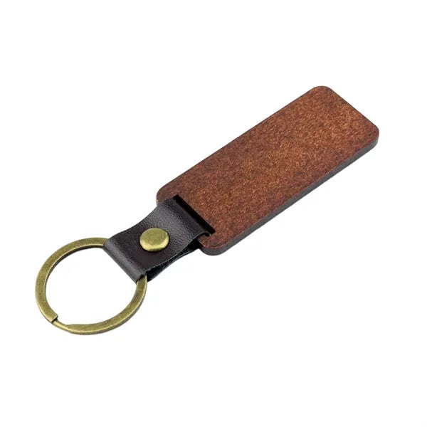 Customize Wooden Keychain With Leather Loop