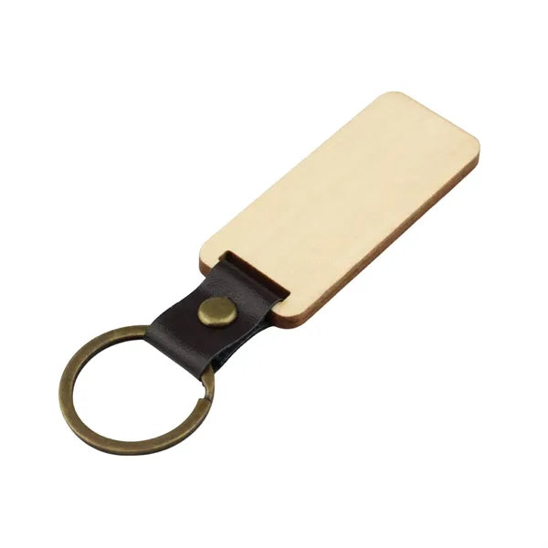 Customize Wooden Keychain With Leather Loop