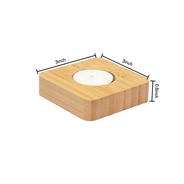 Bamboo Tea Light Candle Holder Set