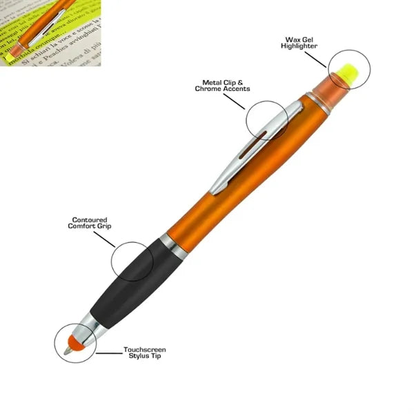 Dual Tip Gel Highlighter Touch Ballpoint Pen