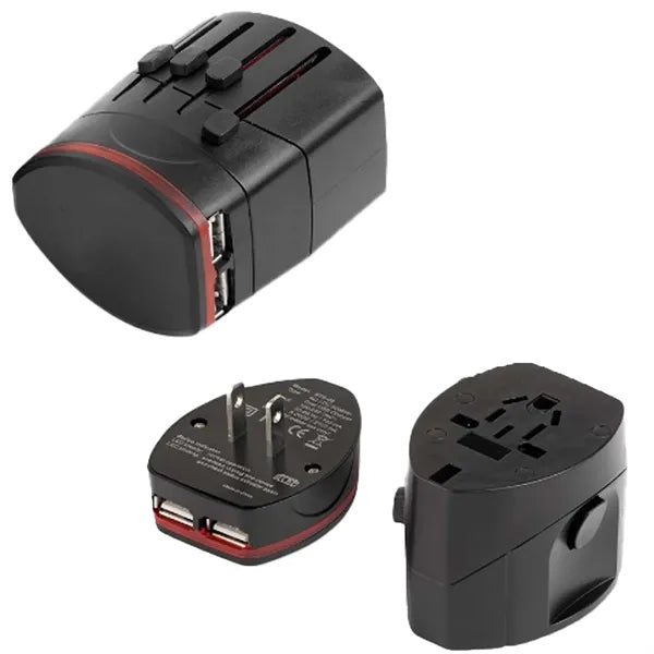 International Universal Wall Plug Adapter W/ 2 Port Usb
