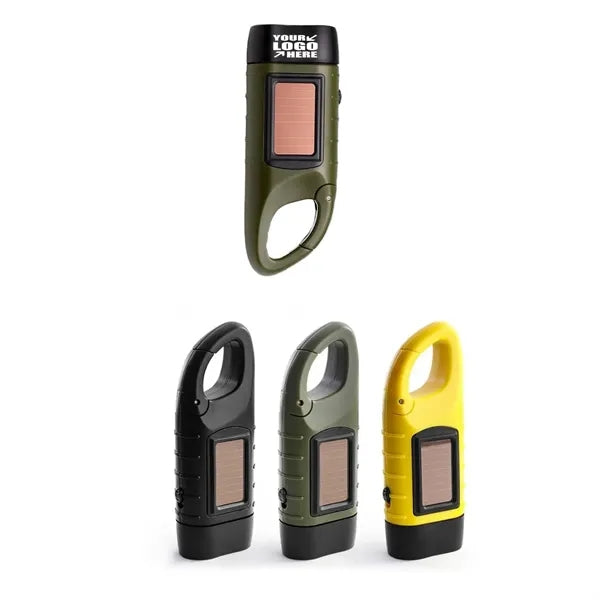 Hand-Cranked 3 Led Solar Rechargeable Flashlight