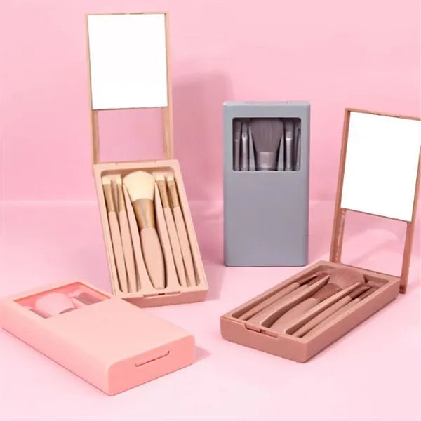Travel Portable Makeup Brushes Set W/Mirro