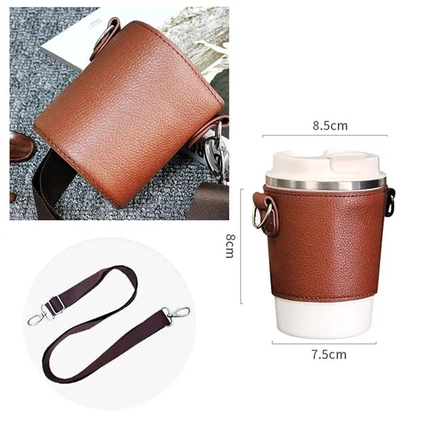 Handheld Crossbody Strap Coffee Mug Protective Case