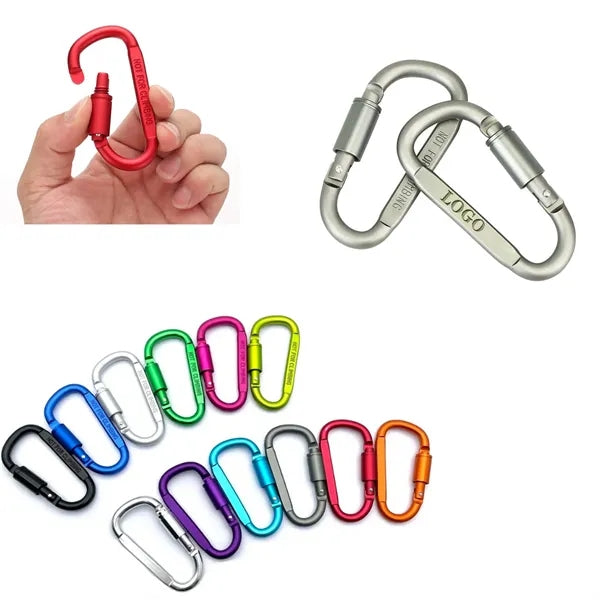 D-Shape Carabiner Keychain With Screw Lock