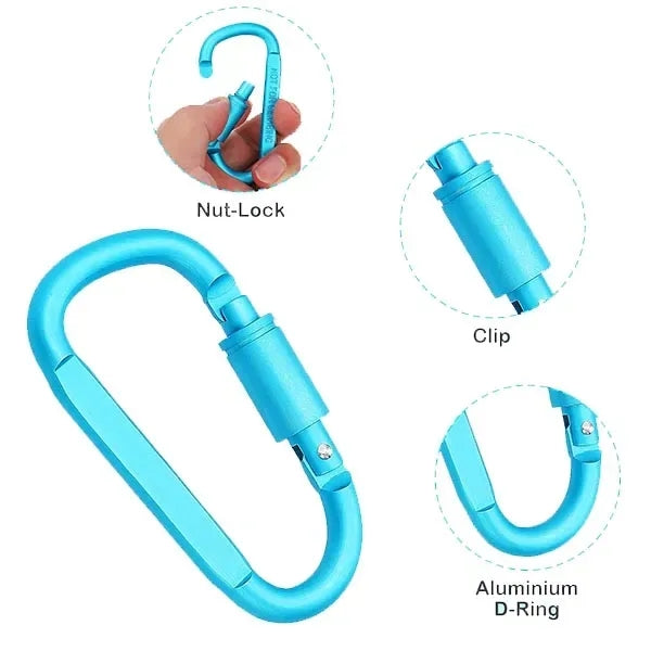 D-Shape Carabiner Keychain With Screw Lock
