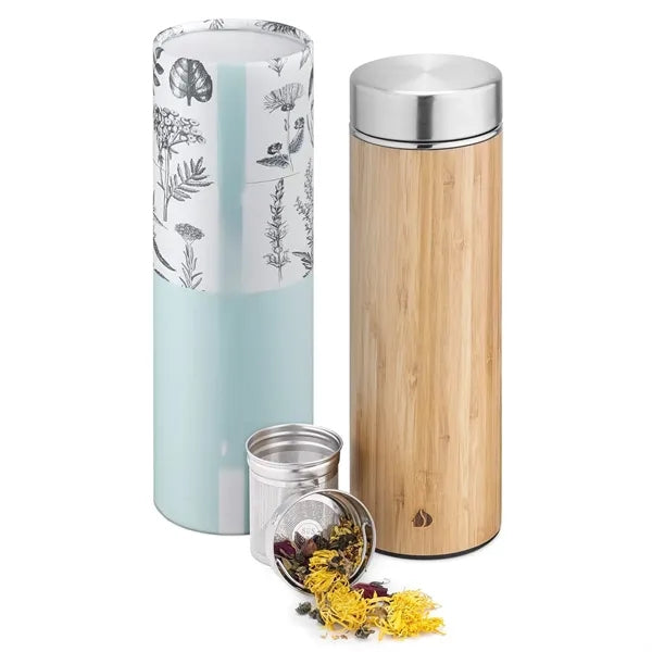 Bamboo Tea Infuser Bottle with Stainless Steel Strainer