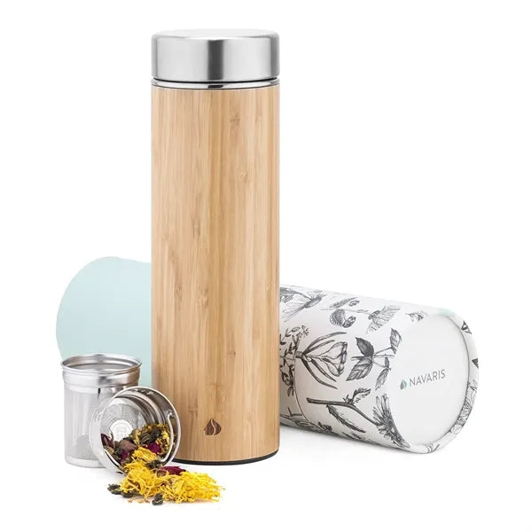 Bamboo Tea Infuser Bottle with Stainless Steel Strainer