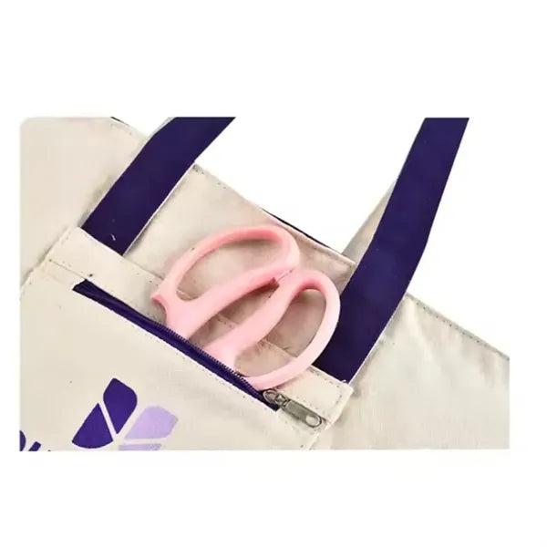 Eco-Friendly 100% Cotton Canvas Tote Bag w/Zipper Closure