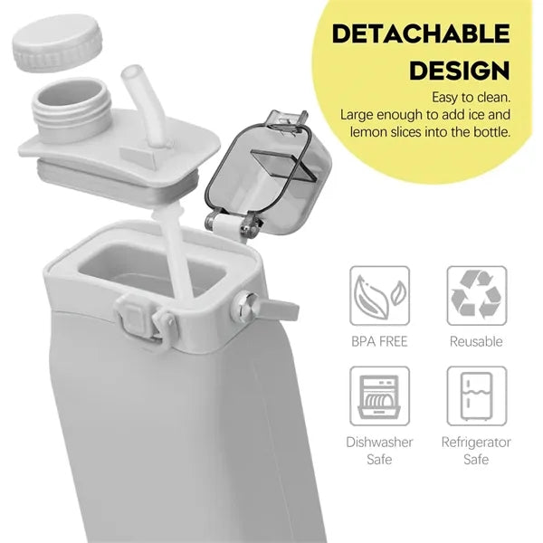 20oz Collapsible Water Bottle with Straw and Strap