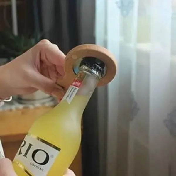 Bamboo Wooden Handle Bottle Opener With Magnet