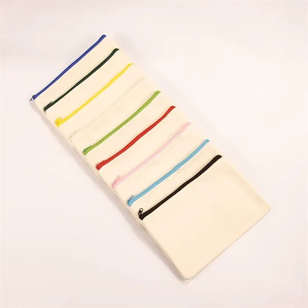 Eco Canvas Cotton Utility Pouch Cosmetic Storage Zipper Bag