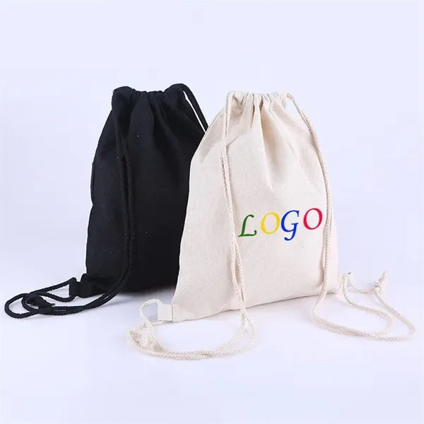 Eco Cotton Canvas Drawstring Bag Backpack 14"x18"