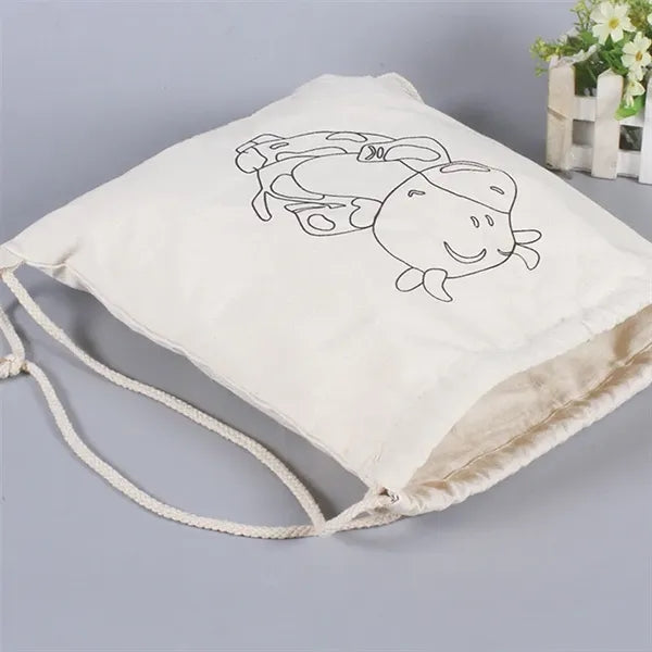 Eco Cotton Canvas Drawstring Bag Backpack 14"x18"
