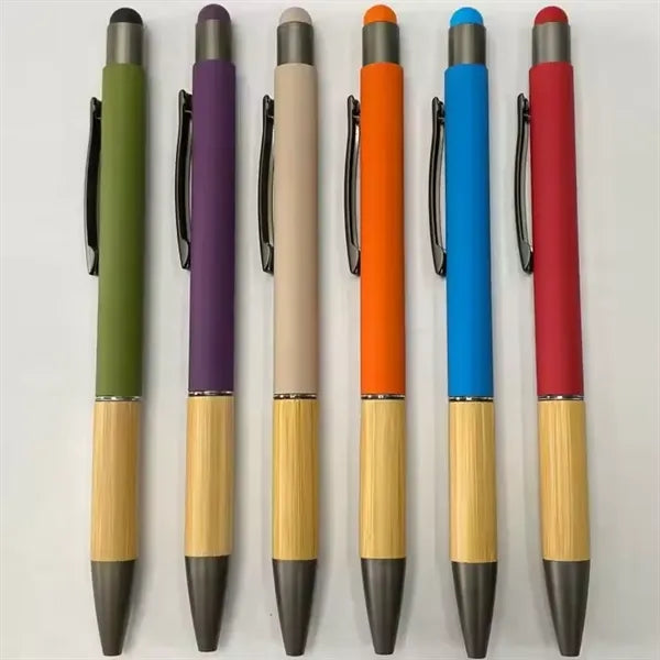 Bamboo Soft Touch Rubber Metal Pen