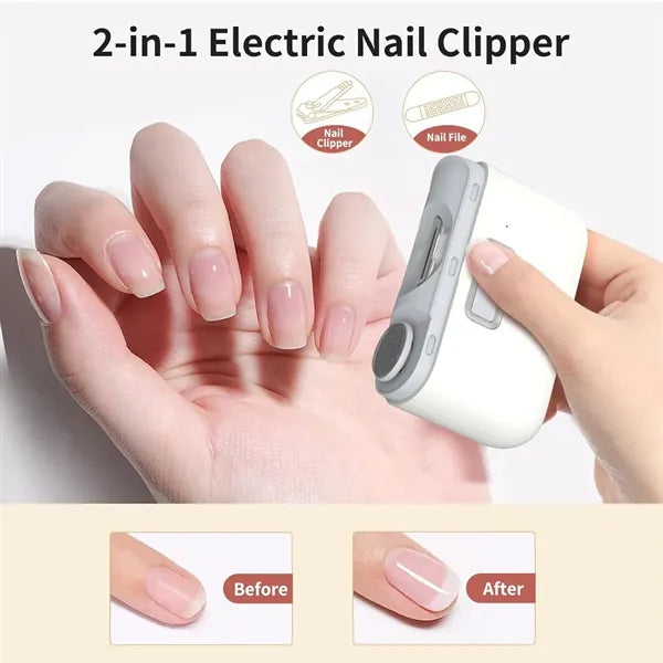 2 In 1 Electric Nail Clipper Cutter With Led Light