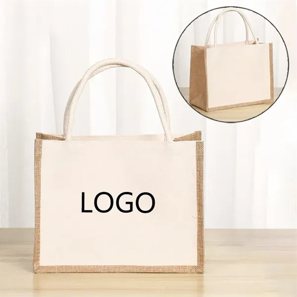 Eco-Friendly Natural Jute Shopping Tote Bag 14"x10"